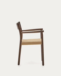 Yalia chair in solid oak wood with walnut finish and rope seat FSC Mix Credit