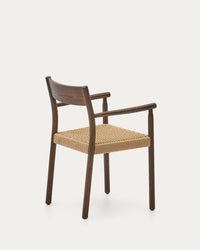Yalia chair in solid oak wood with walnut finish and rope seat FSC Mix Credit