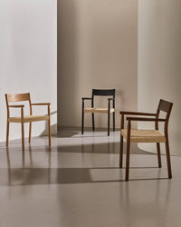 Yalia chair in solid oak wood with walnut finish and rope seat FSC Mix Credit