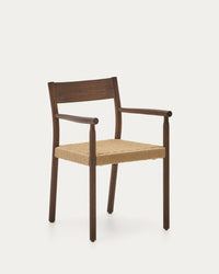 Yalia chair in solid oak wood with walnut finish and rope seat FSC Mix Credit
