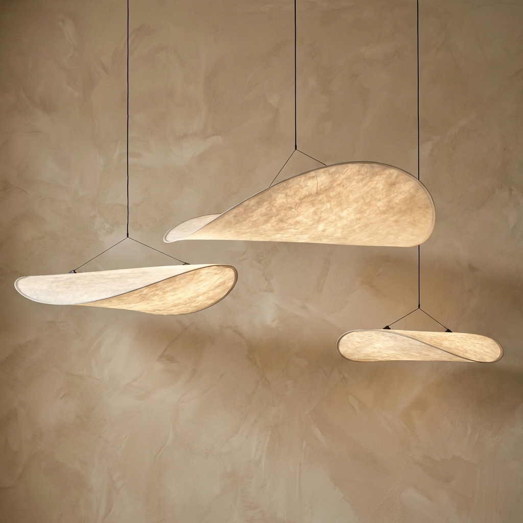 Japanese Silk Chip Chandelier