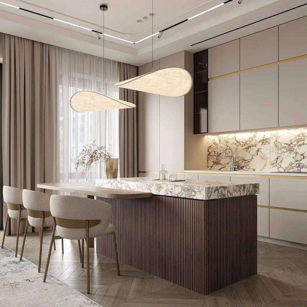 Japanese Silk Chip Chandelier
