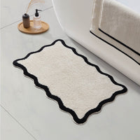 Kos Scalloped Bath Mat - Black