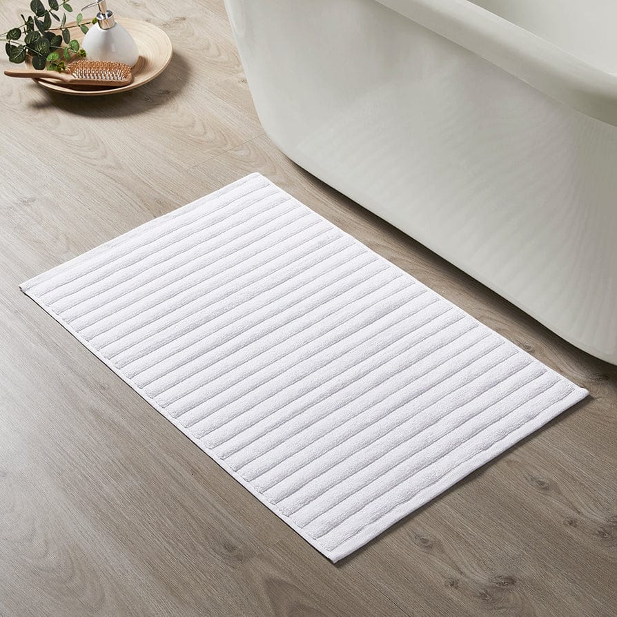 Monaco Ribbed Cotton Bath Mat - White