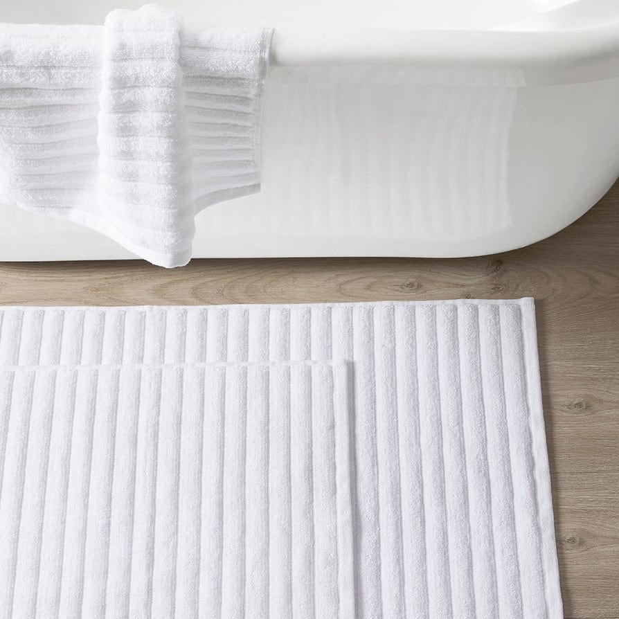 Monaco Ribbed Cotton Bath Mat - White