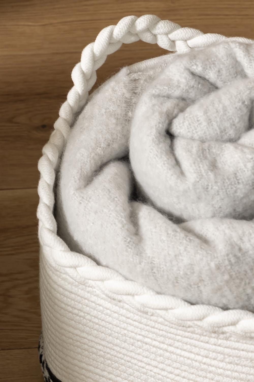 Plait Rope Storage Basket - Off White/Black