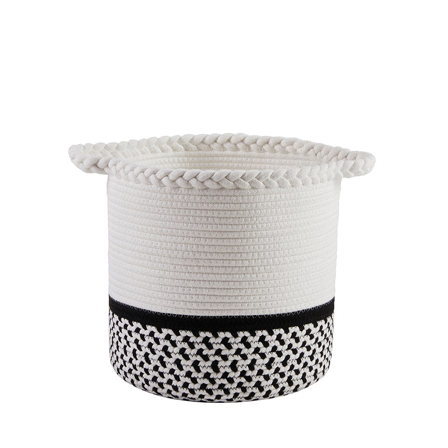 Plait Rope Storage Basket - Off White/Black
