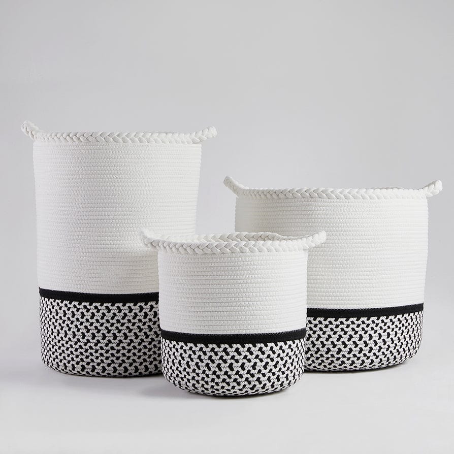Plait Rope Storage Basket - Off White/Black