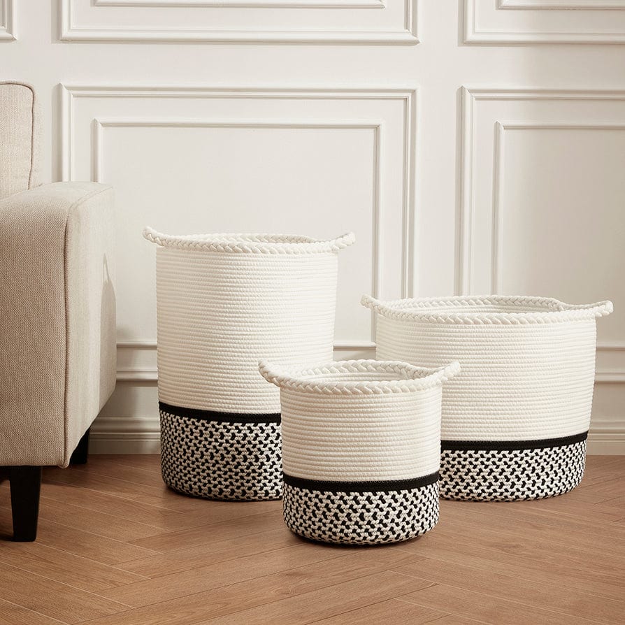 Plait Rope Storage Basket - Off White/Black