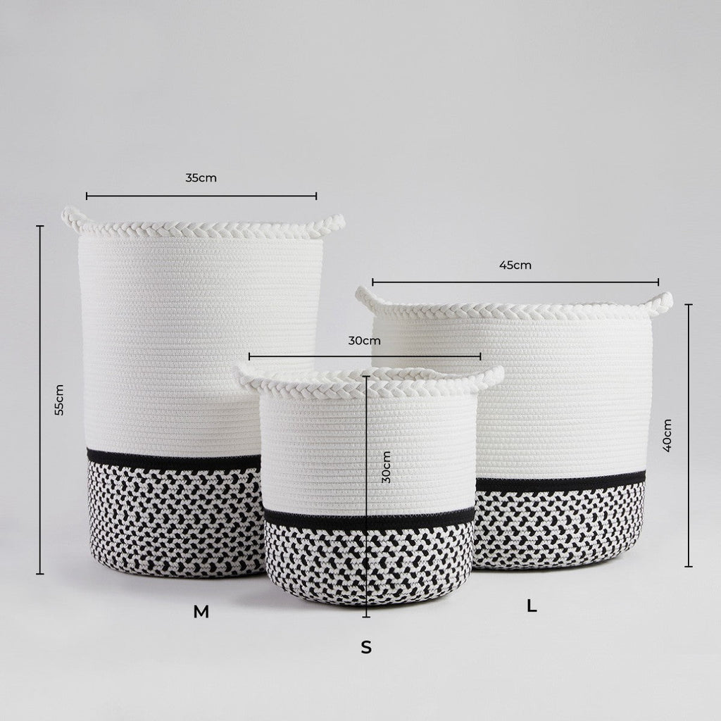 Plait Rope Storage Basket - Off White/Black