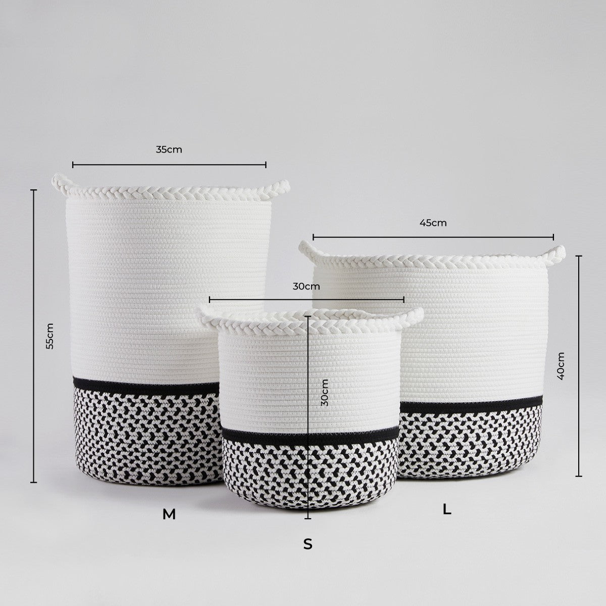 Plait Rope Storage Basket - Off White/Black